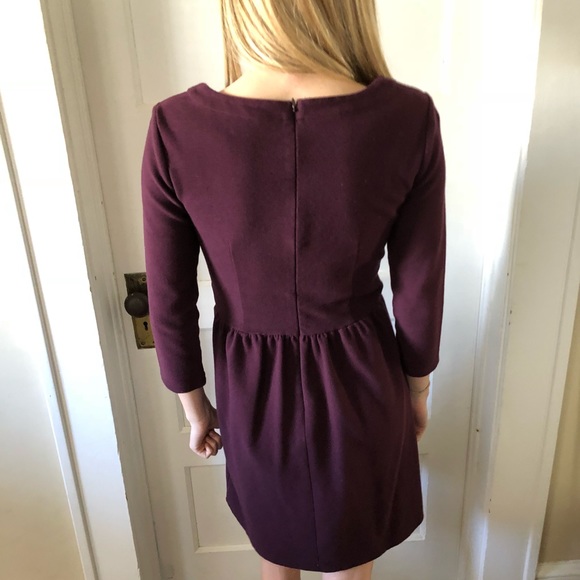 LOFT Burgundy Skater Dress, Size 0 Regular - Picture 2 of 5